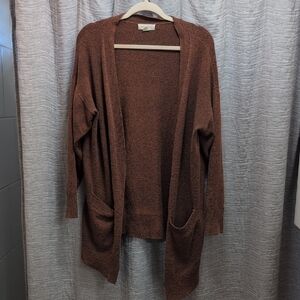 Treasure & Bond Chocolate Open-Front Cardigan